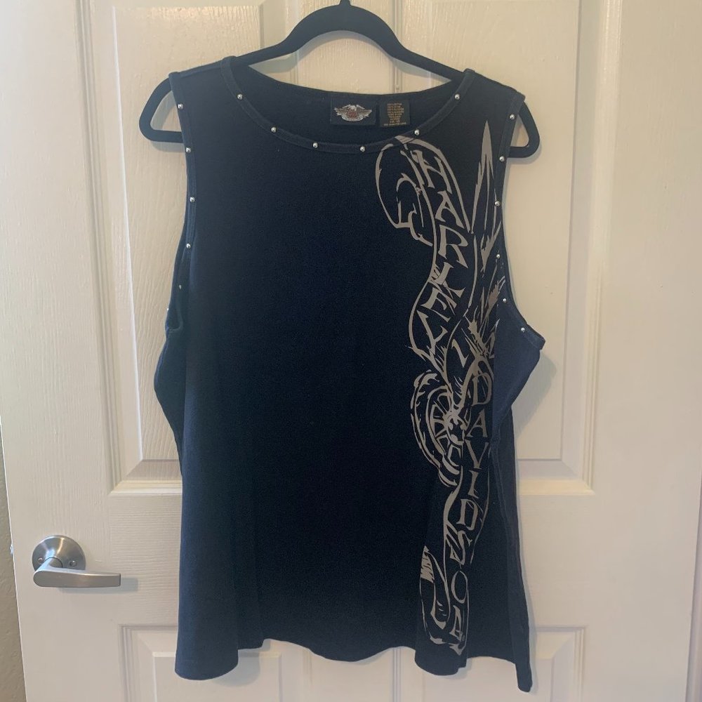 Harley Davidson Women's Black Muscle Tank, Size 1W, EUC